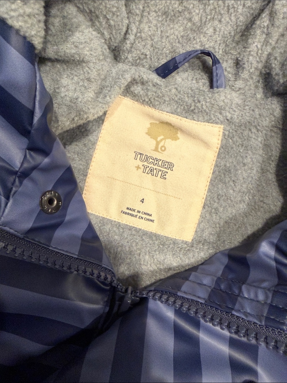 Tucker + Tate Waterproof Raincoat - Navy Blue Stripes - Picture 6 of 7